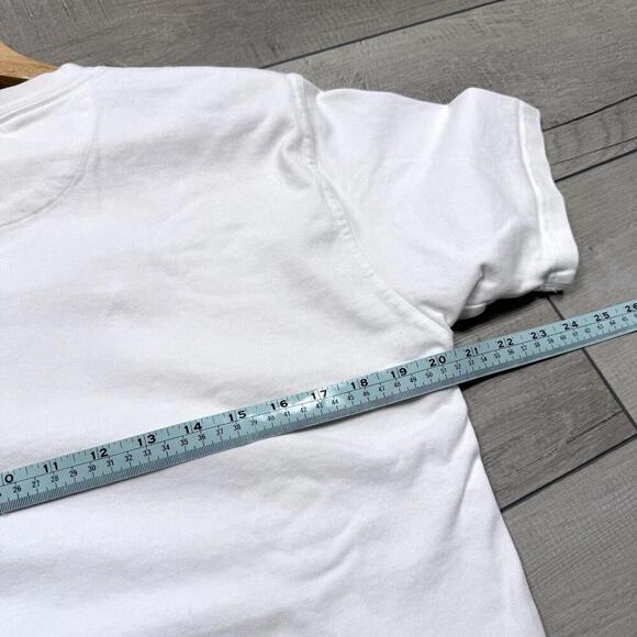 New Balance T-Shirt Mens Medium White USA Flag Patch Logo Athletic Heavy Weight - Picture 9 of 11